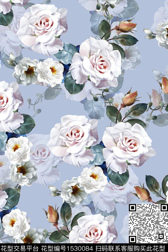 女装花卉影花数码印花华亿平台下载（图片编号: 1530084） - 瓦栏（Walan）