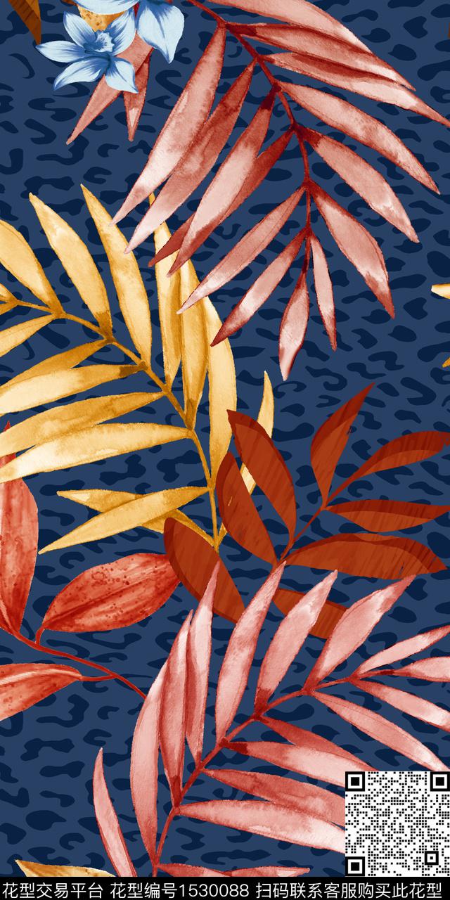女装花卉叶子数码印花华亿平台下载（图片编号: 1530088） - 瓦栏（Walan）