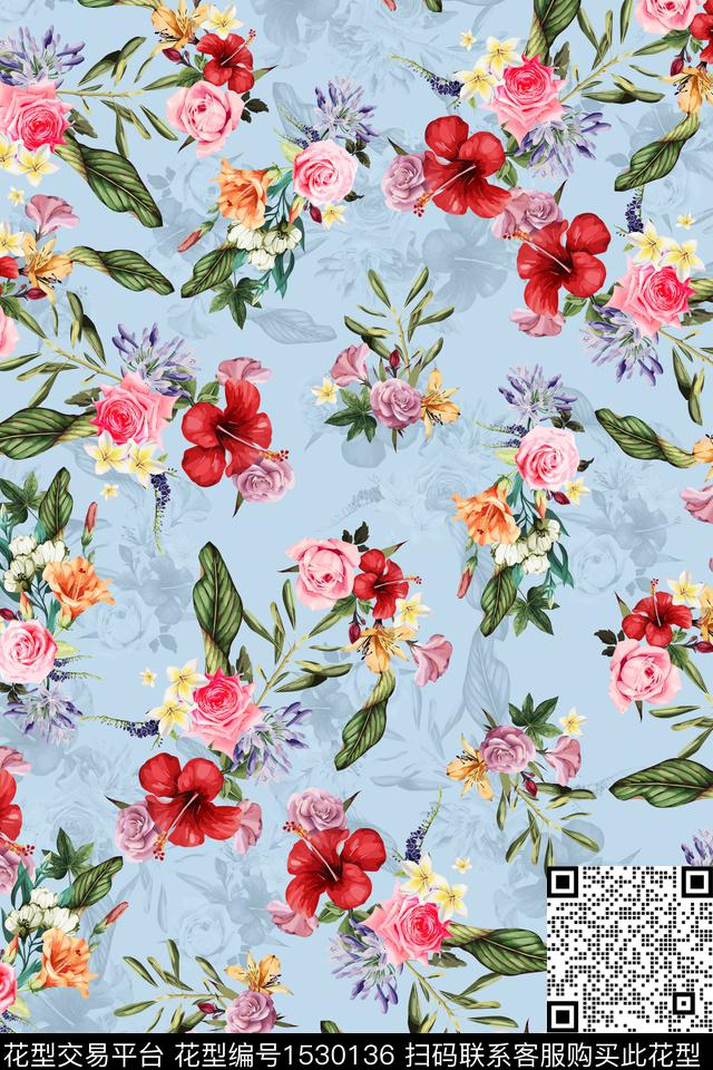 女装花卉春夏华亿平台数码印花华亿平台下载（图片编号: 1530136） - 瓦栏（Walan）