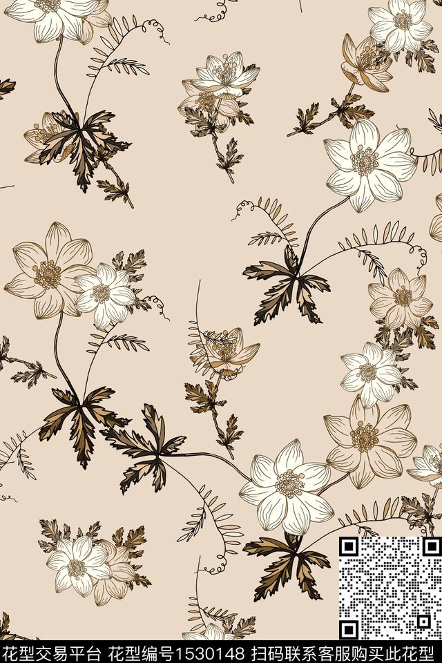 女装真丝花卉数码印花华亿平台下载（图片编号: 1530148） - 瓦栏（Walan）