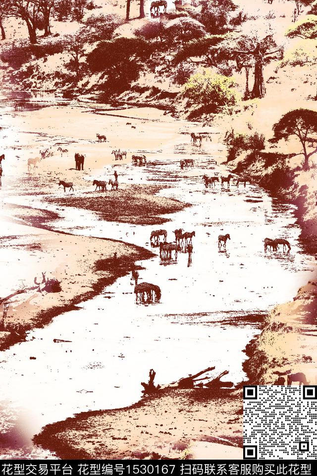 女装风景景观动物数码印花华亿平台下载（图片编号: 1530167） - 瓦栏（Walan）