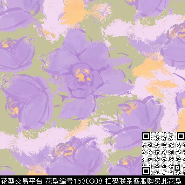 手绘花卉清新风春夏新品数码印花华亿平台下载（图片编号: 1530308） - 瓦栏（Walan）