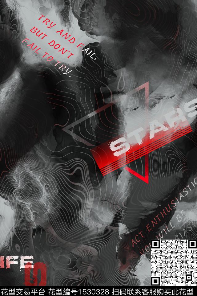 抽象字母几何数码印花华亿平台下载（图片编号: 1530328） - 瓦栏（Walan）