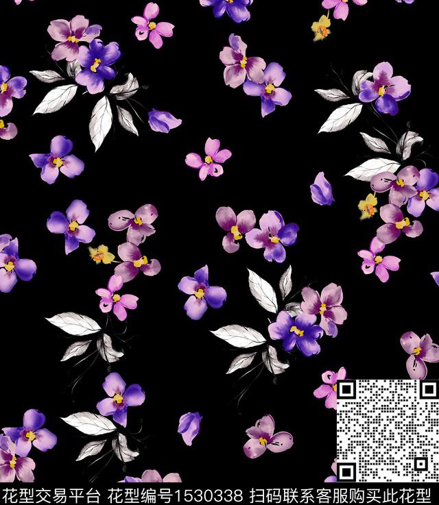 女装花卉连衣裙数码印花华亿平台下载（图片编号: 1530338） - 瓦栏（Walan）