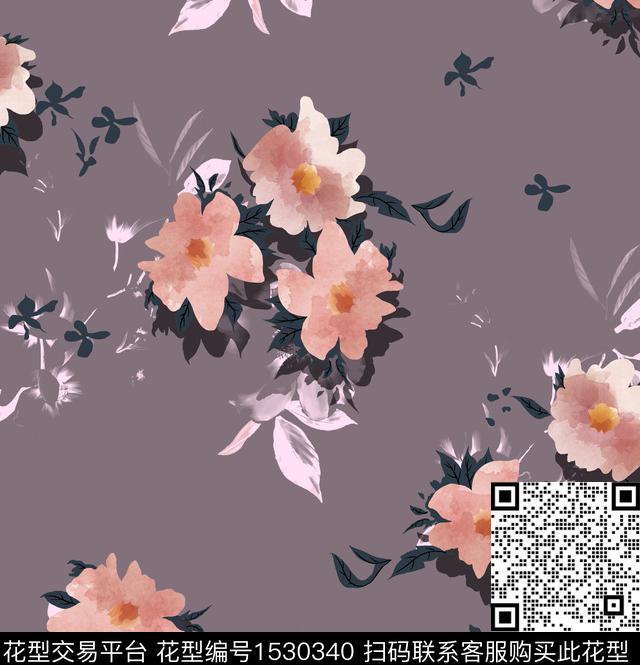 女装花卉连衣裙数码印花华亿平台下载（图片编号: 1530340） - 瓦栏（Walan）