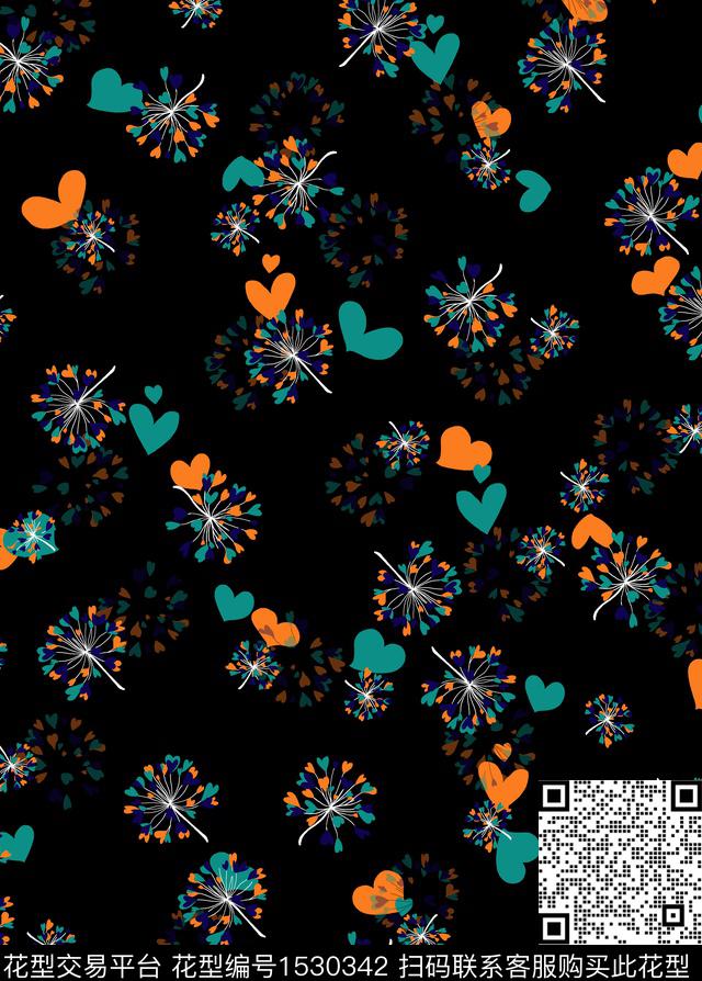 女装爱心连衣裙数码印花华亿平台下载（图片编号: 1530342） - 瓦栏（Walan）