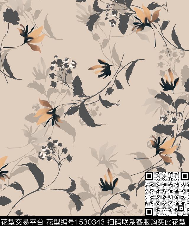 女装花卉连衣裙数码印花华亿平台下载（图片编号: 1530343） - 瓦栏（Walan）