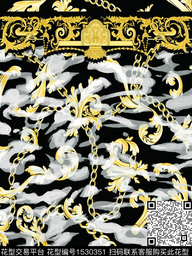 男装定位花长巾链条数码印花华亿平台下载（图片编号: 1530351） - 瓦栏（Walan）