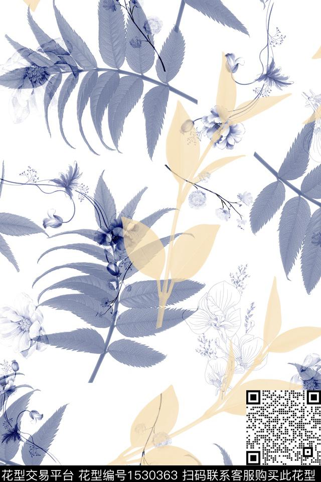 女装春夏华亿平台绿植树叶数码印花华亿平台下载（图片编号: 1530363） - 瓦栏（Walan）