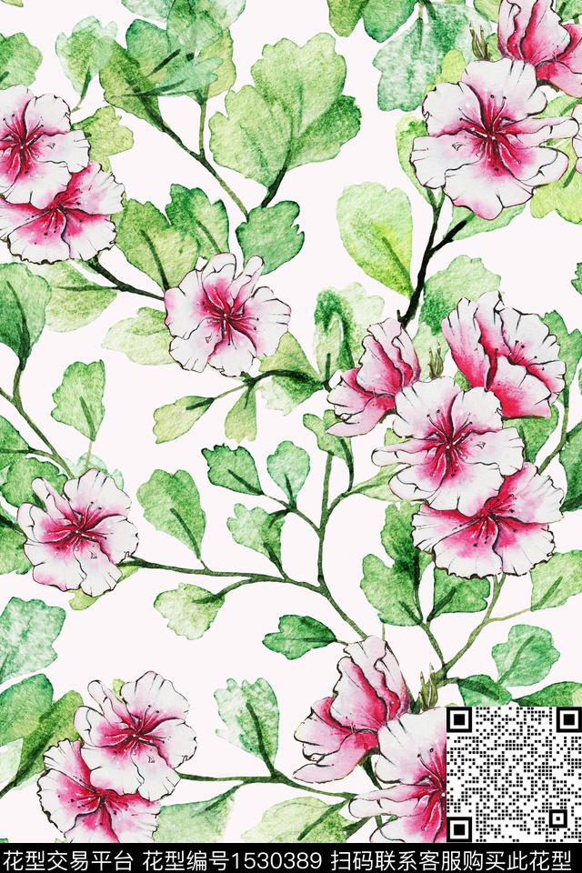 小清新年轻女性绿植树叶数码印花华亿平台下载（图片编号: 1530389） - 瓦栏（Walan）