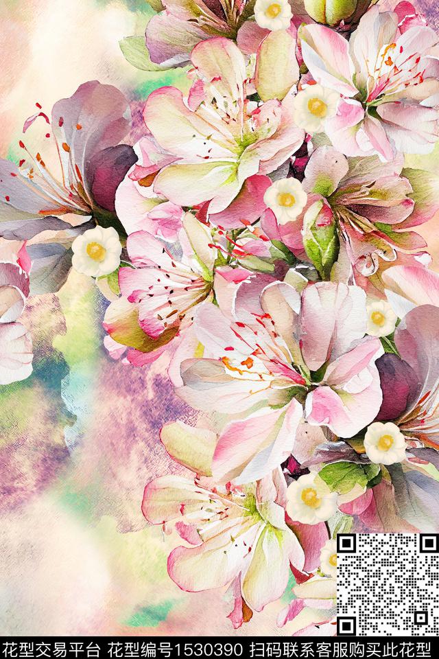 大花女装花卉数码印花华亿平台下载（图片编号: 1530390） - 瓦栏（Walan）