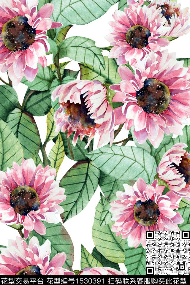 女装绿植树叶花卉数码印花华亿平台下载（图片编号: 1530391） - 瓦栏（Walan）