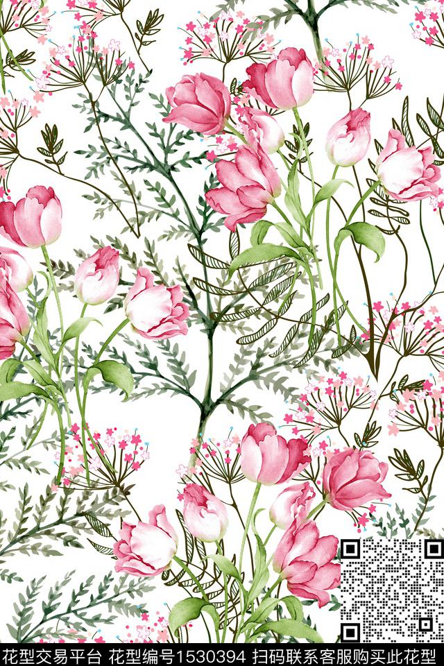 女装绿植树叶花卉数码印花华亿平台下载（图片编号: 1530394） - 瓦栏（Walan）