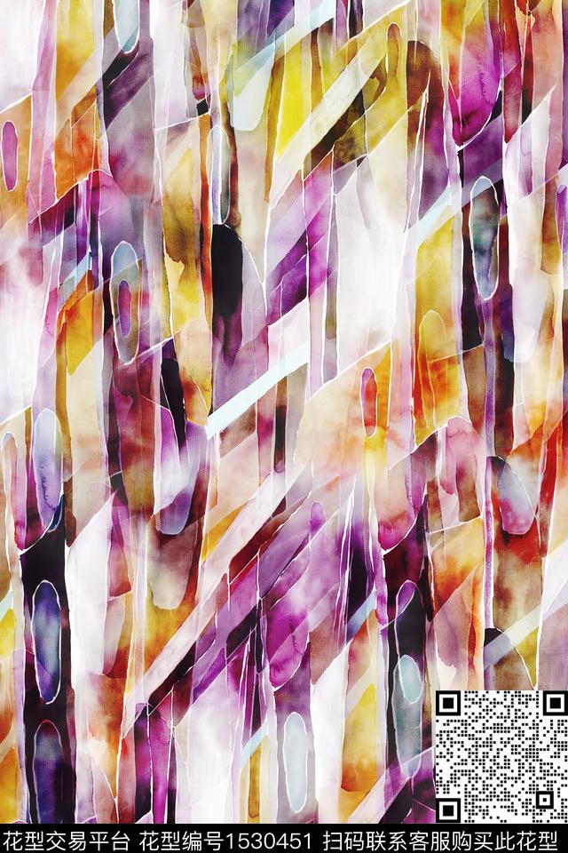 渐变几何抽象数码印花华亿平台下载（图片编号: 1530451） - 瓦栏（Walan）