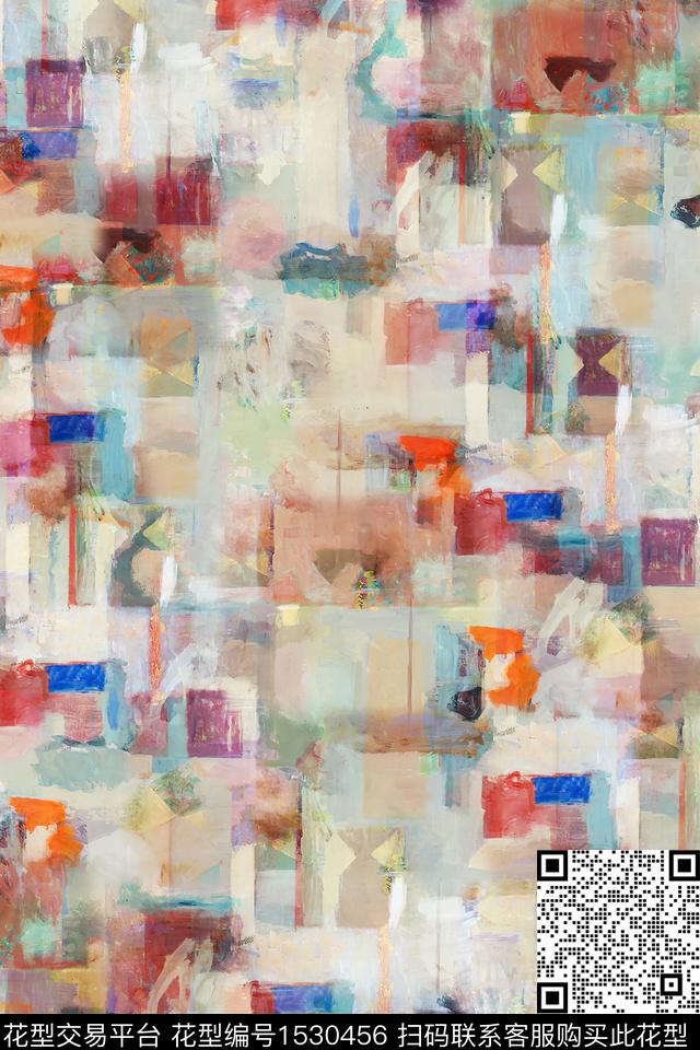 女装抽象油画数码印花华亿平台下载（图片编号: 1530456） - 瓦栏（Walan）