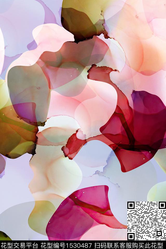女装抽象肌理数码印花华亿平台下载（图片编号: 1530487） - 瓦栏（Walan）
