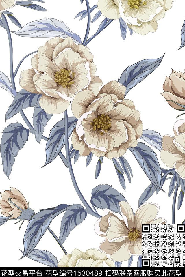 大花床品花卉传统印花华亿平台下载（图片编号: 1530489） - 瓦栏（Walan）