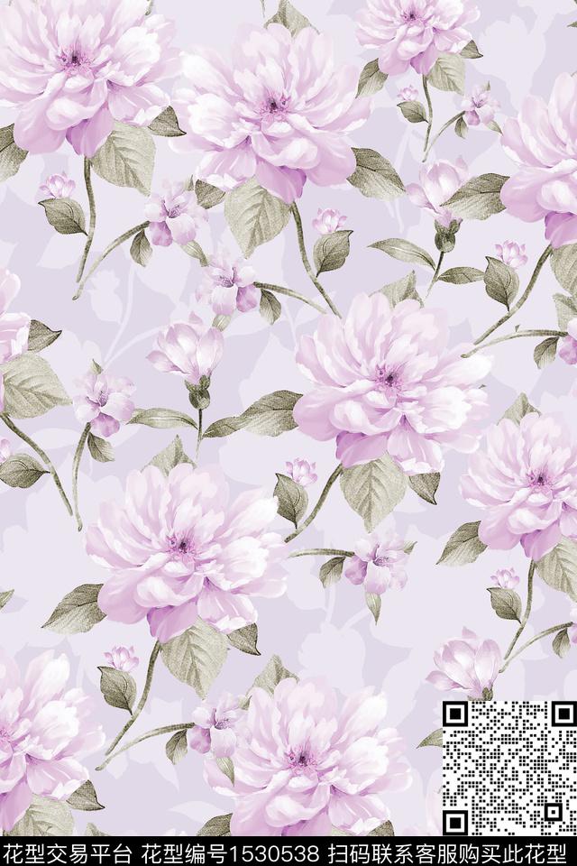 水彩花卉女装数码印花华亿平台下载（图片编号: 1530538） - 瓦栏（Walan）