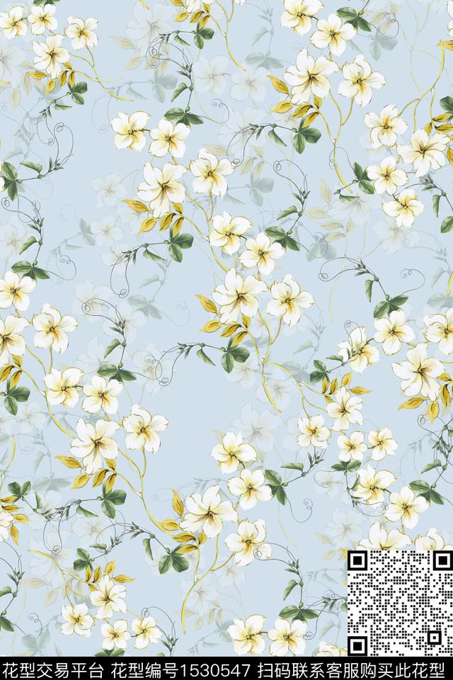 水彩花卉女装数码印花华亿平台下载（图片编号: 1530547） - 瓦栏（Walan）