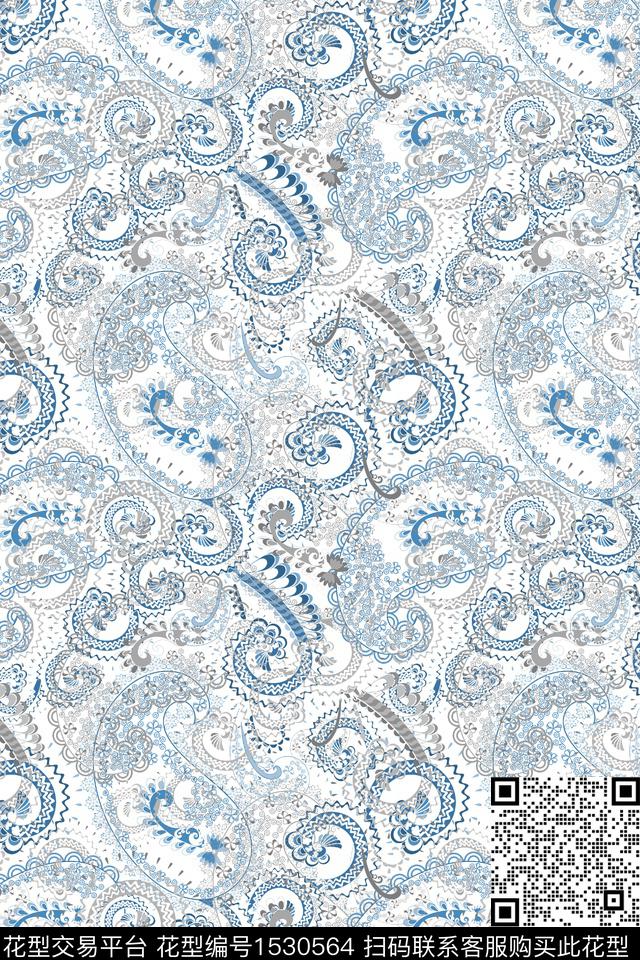 佩斯利民族风数码印花华亿平台下载（图片编号: 1530564） - 瓦栏（Walan）
