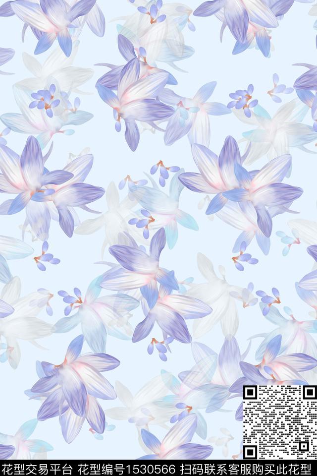 小花女装花卉数码印花华亿平台下载（图片编号: 1530566） - 瓦栏（Walan）