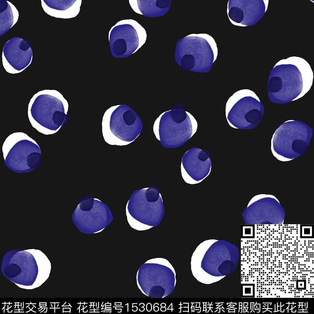 几何波点黑底数码印花华亿平台下载（图片编号: 1530684） - 瓦栏（Walan）