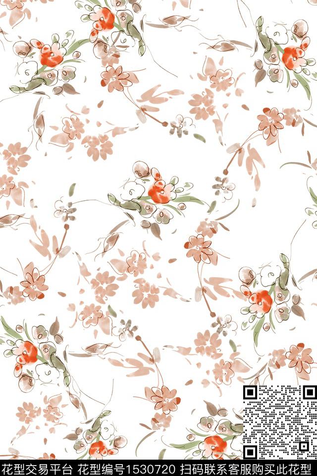 小清新花卉小花数码印花华亿平台下载（图片编号: 1530720） - 瓦栏（Walan）