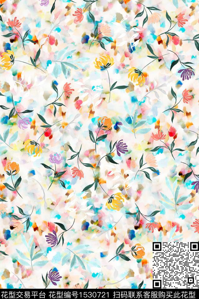 底纹水彩花卉花卉数码印花华亿平台下载（图片编号: 1530721） - 瓦栏（Walan）