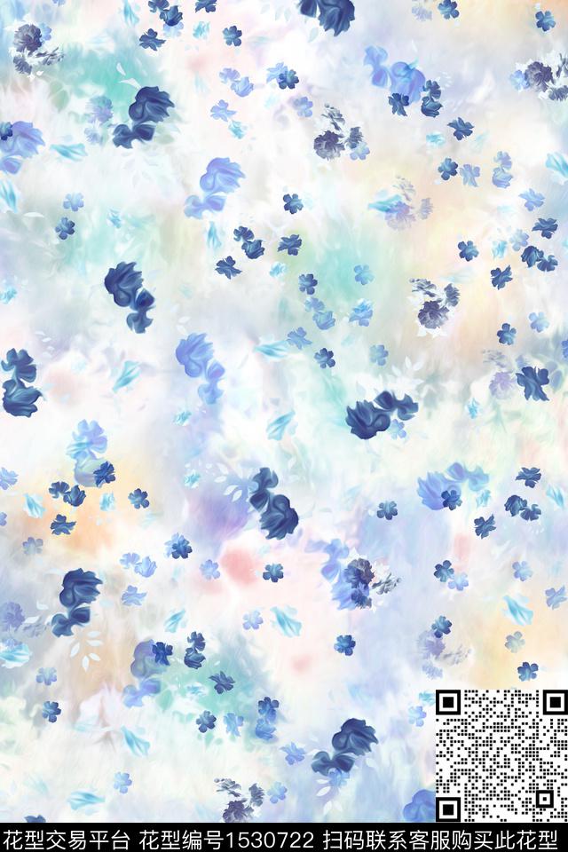 水彩花卉抽象花卉数码印花华亿平台下载（图片编号: 1530722） - 瓦栏（Walan）