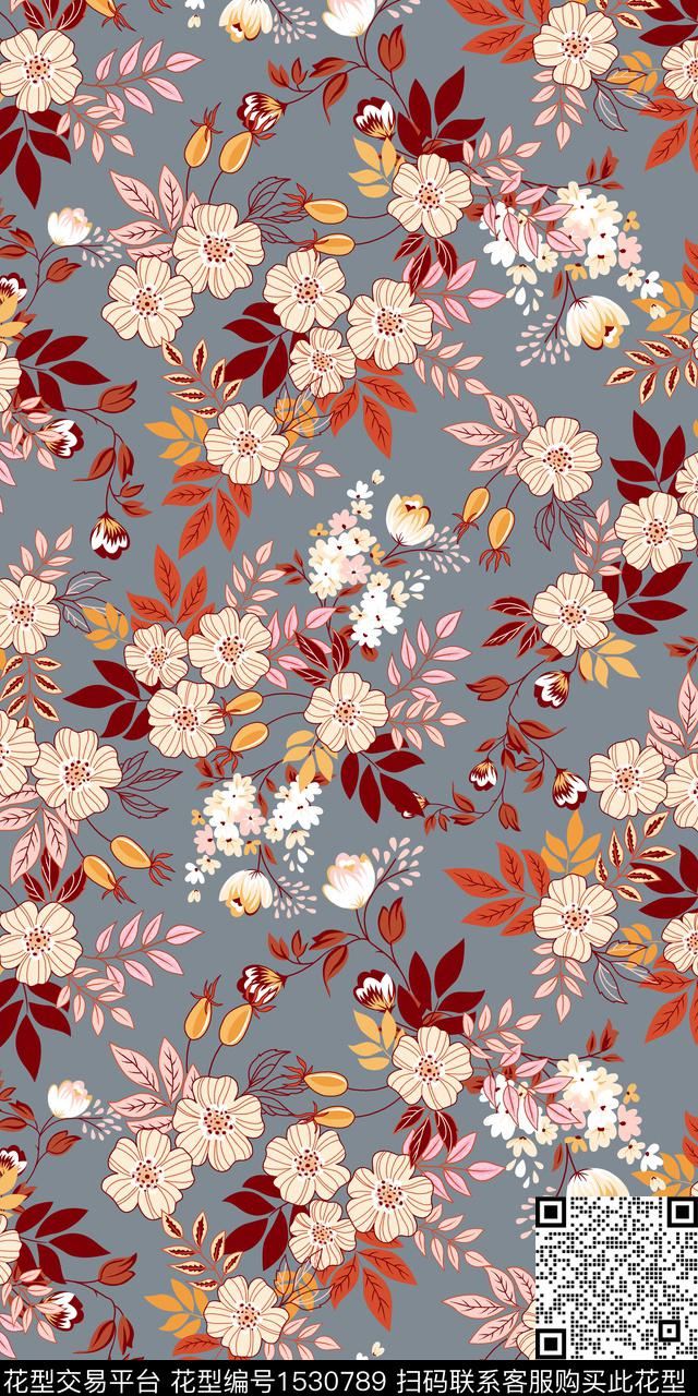 矢量绿植树叶花卉数码印花华亿平台下载（图片编号: 1530789） - 瓦栏（Walan）