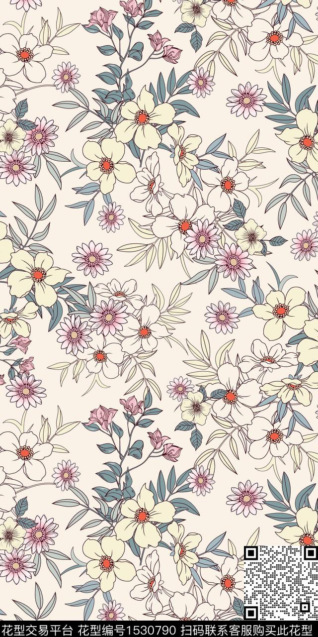 矢量绿植树叶花卉数码印花华亿平台下载（图片编号: 1530790） - 瓦栏（Walan）