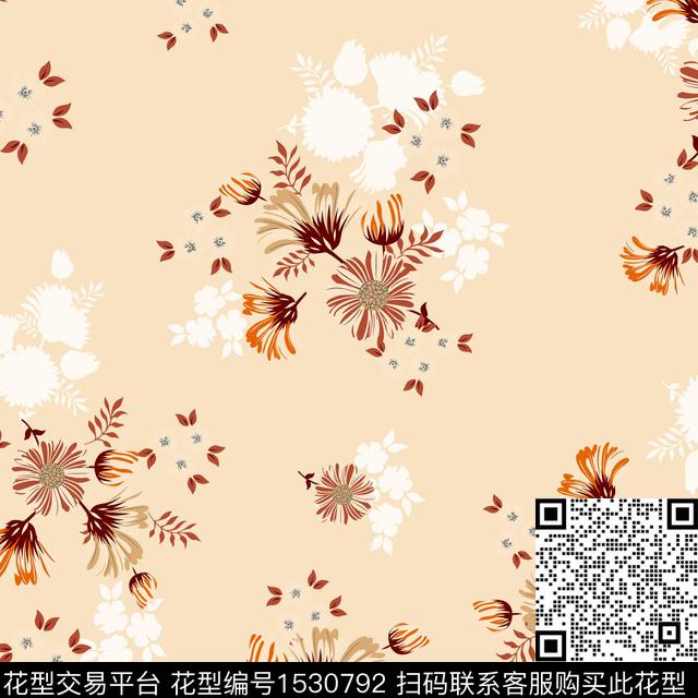 矢量绿植树叶花卉数码印花华亿平台下载（图片编号: 1530792） - 瓦栏（Walan）