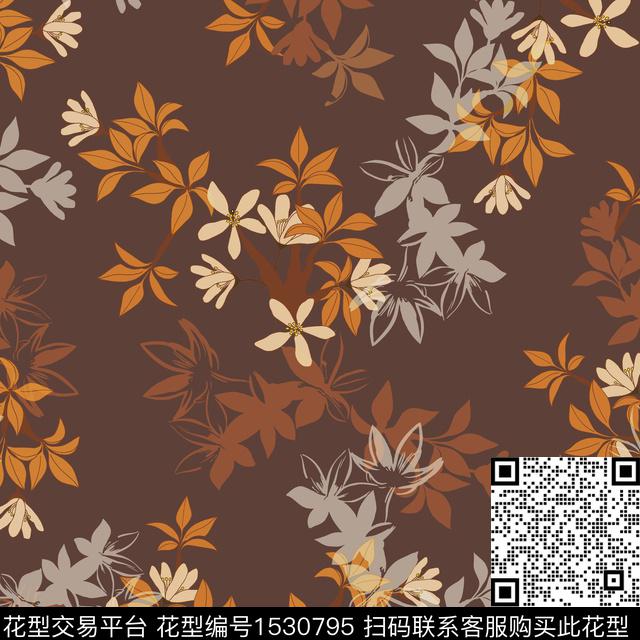 矢量绿植树叶花卉数码印花华亿平台下载（图片编号: 1530795） - 瓦栏（Walan）