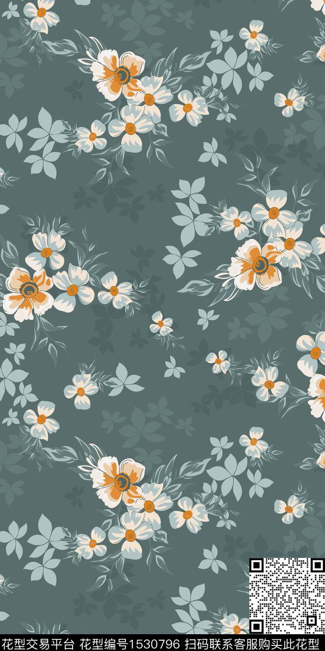 矢量绿植树叶花卉数码印花华亿平台下载（图片编号: 1530796） - 瓦栏（Walan）