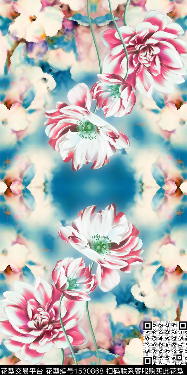 大花定位花数码华亿平台数码印花华亿平台下载（图片编号: 1530868） - 瓦栏（Walan）