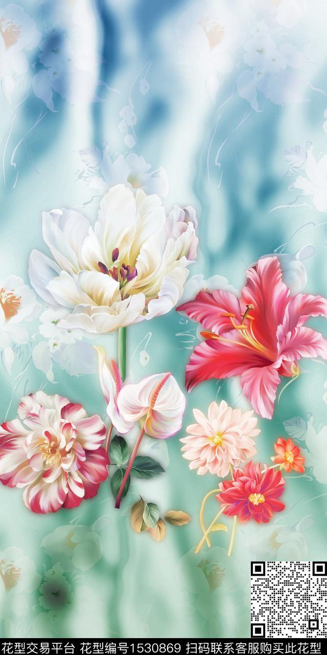 大花定位花数码华亿平台数码印花华亿平台下载（图片编号: 1530869） - 瓦栏（Walan）