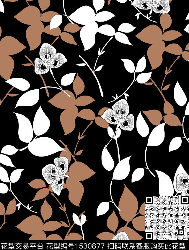 女装花卉连衣裙数码印花华亿平台下载（图片编号: 1530877） - 瓦栏（Walan）