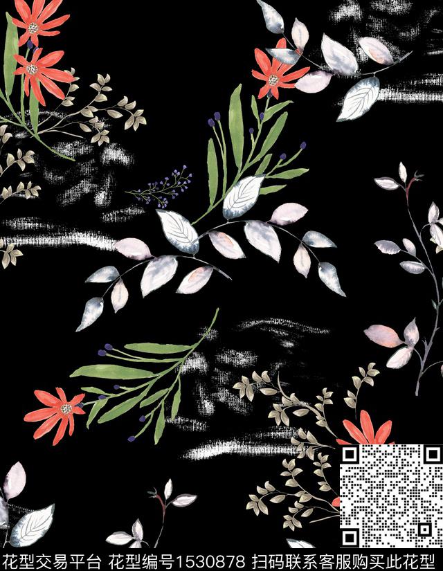 女装花卉连衣裙数码印花华亿平台下载（图片编号: 1530878） - 瓦栏（Walan）