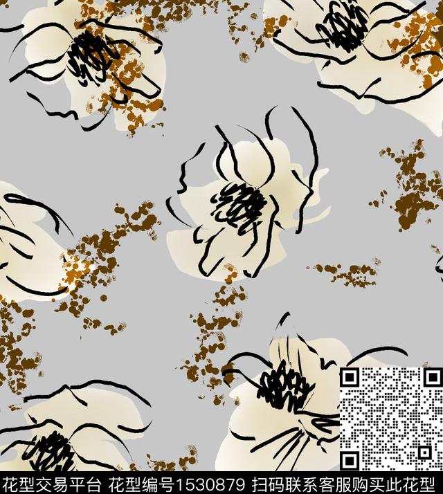 女装花卉连衣裙数码印花华亿平台下载（图片编号: 1530879） - 瓦栏（Walan）