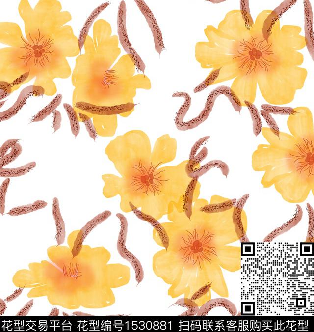 女装花卉连衣裙数码印花华亿平台下载（图片编号: 1530881） - 瓦栏（Walan）