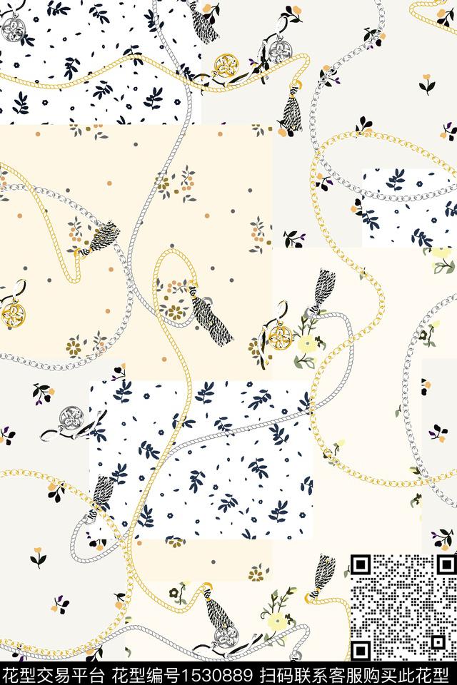 链条混合拼接数码印花华亿平台下载（图片编号: 1530889） - 瓦栏（Walan）
