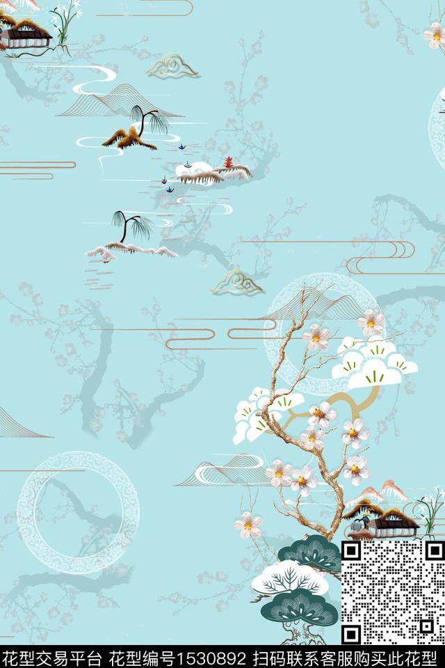 树香云纱花数码印花华亿平台下载（图片编号: 1530892） - 瓦栏（Walan）