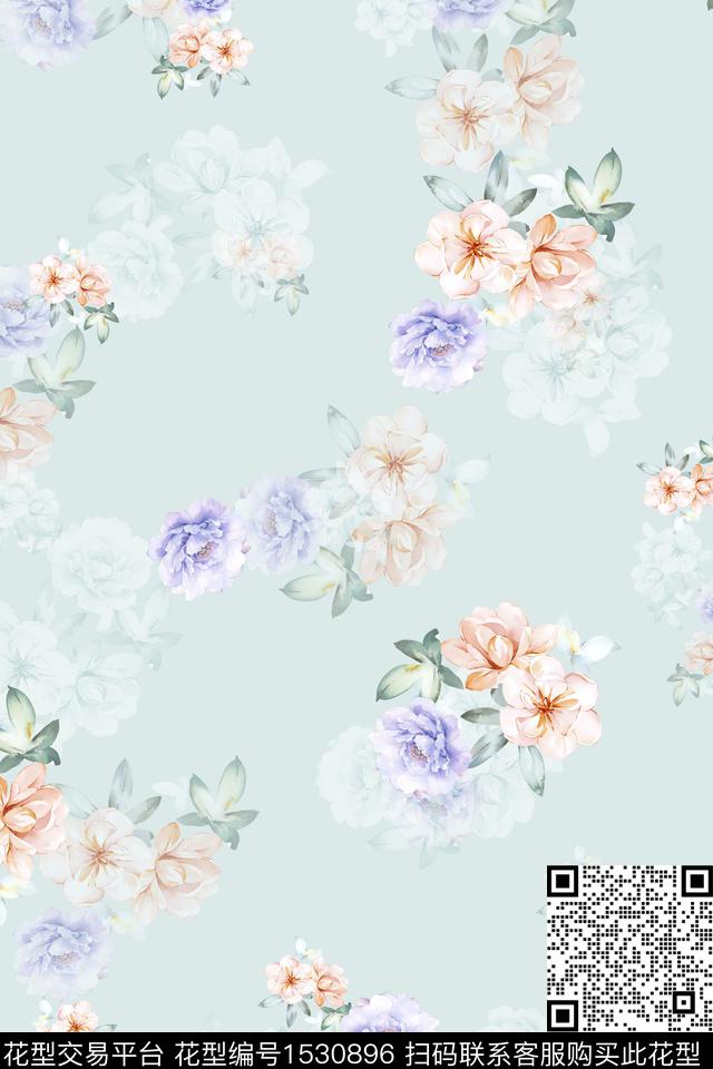 小碎花水彩花卉数码印花华亿平台下载（图片编号: 1530896） - 瓦栏（Walan）