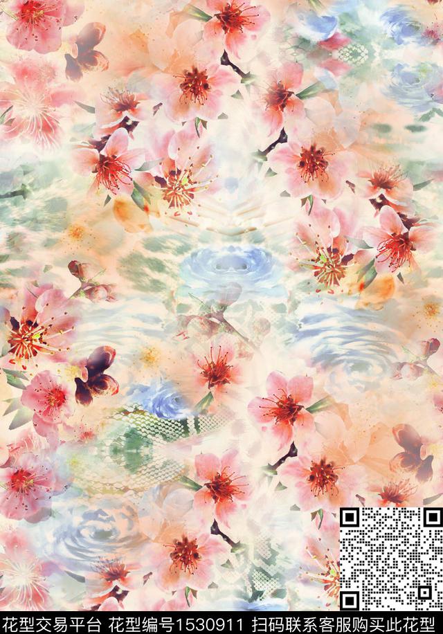 女装水彩花卉数码华亿平台数码印花华亿平台下载（图片编号: 1530911） - 瓦栏（Walan）