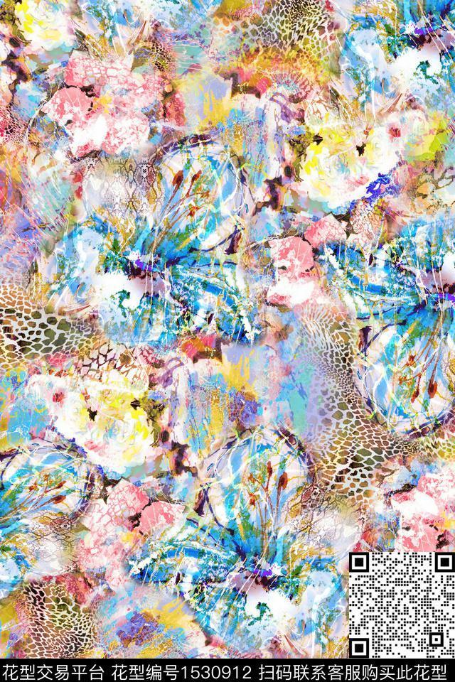 女装动物纹抽象花卉数码印花华亿平台下载（图片编号: 1530912） - 瓦栏（Walan）