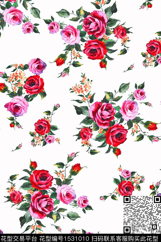 春夏华亿平台花卉满版散花数码印花华亿平台下载（图片编号: 1531010） - 瓦栏（Walan）