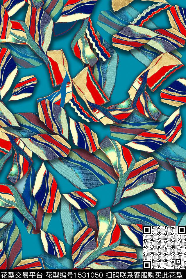 条纹抽象时尚数码印花华亿平台下载（图片编号: 1531050） - 瓦栏（Walan）