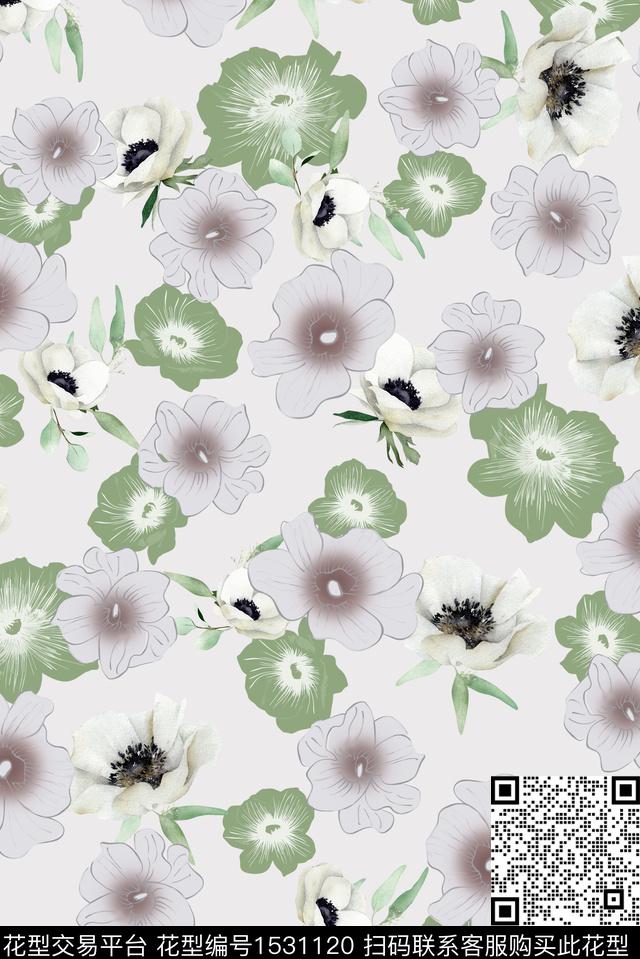 手绘花卉水彩花卉花卉数码印花华亿平台下载（图片编号: 1531120） - 瓦栏（Walan）