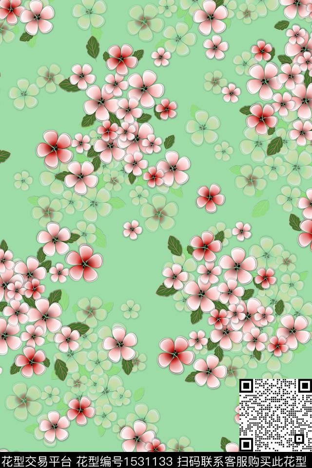 手绘花卉年轻女性花卉数码印花华亿平台下载（图片编号: 1531133） - 瓦栏（Walan）