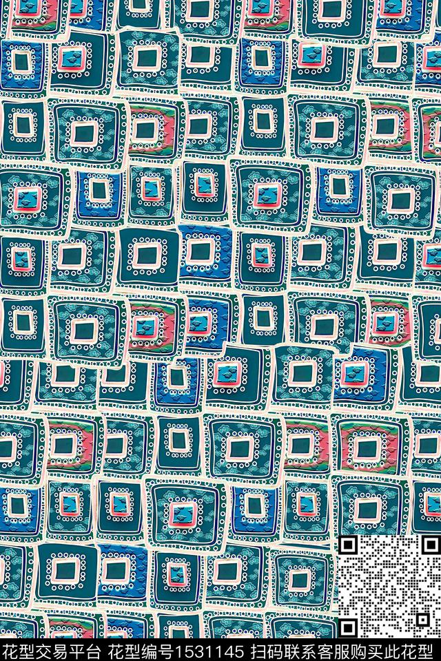 抽象格子几何数码印花华亿平台下载（图片编号: 1531145） - 瓦栏（Walan）